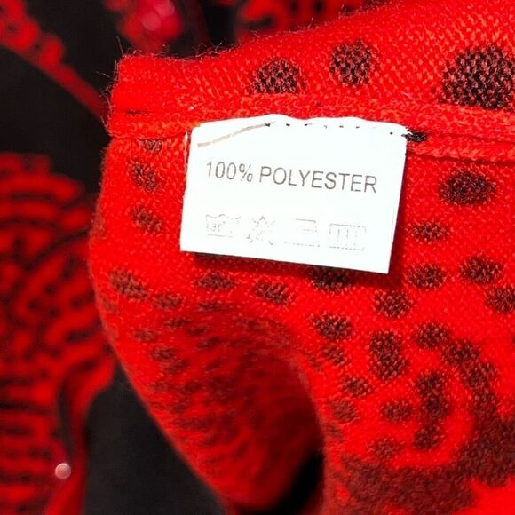 T.C. Fashion Cardigan Sweater Women Large Red/Black Floral Button Front Polkadot - Picture 5 of 7